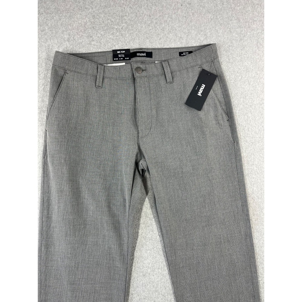 Mavi Milton Pants Mens 35x34 Grey Checked Mid Rise Slim Fit Straight Stretch - Picture 2 of 13